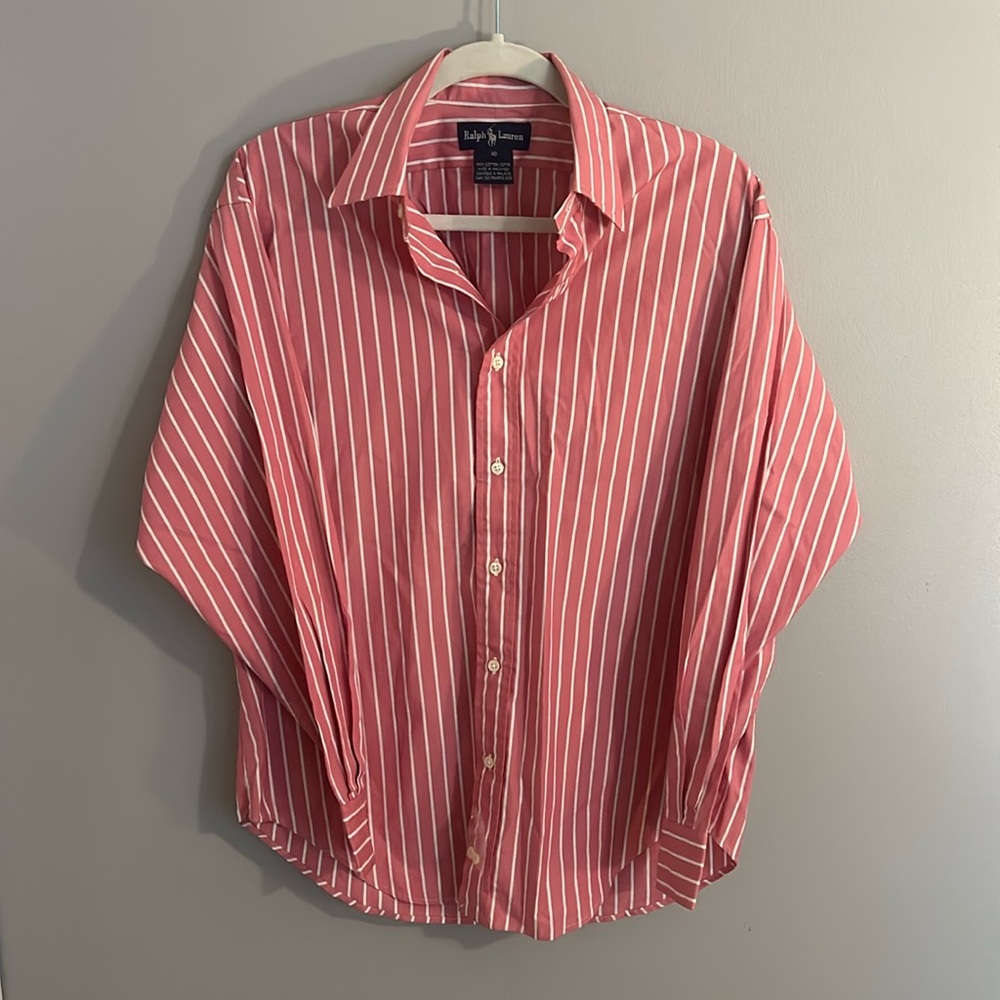 White and Pink Stripped Blouse